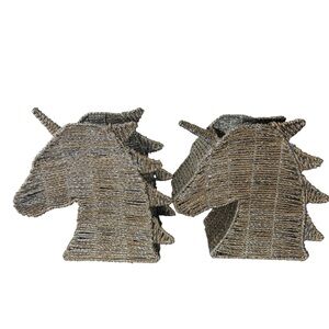Wicker & Silver Unicorn Storage Baskets